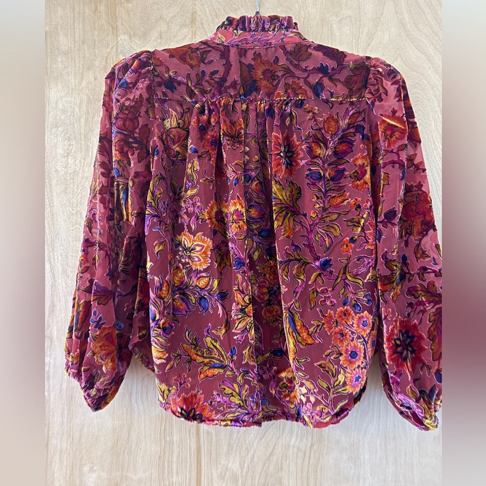 Anthropologie: The Estela Burnout Sheer Printed Blouse - Picture 9 of 14